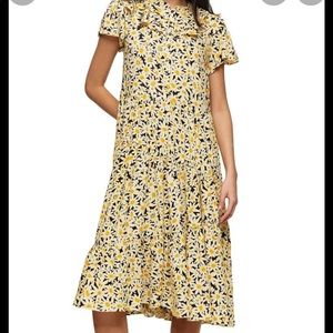 Topshop Yellow Daisy Grandad Midi Shirt Dress